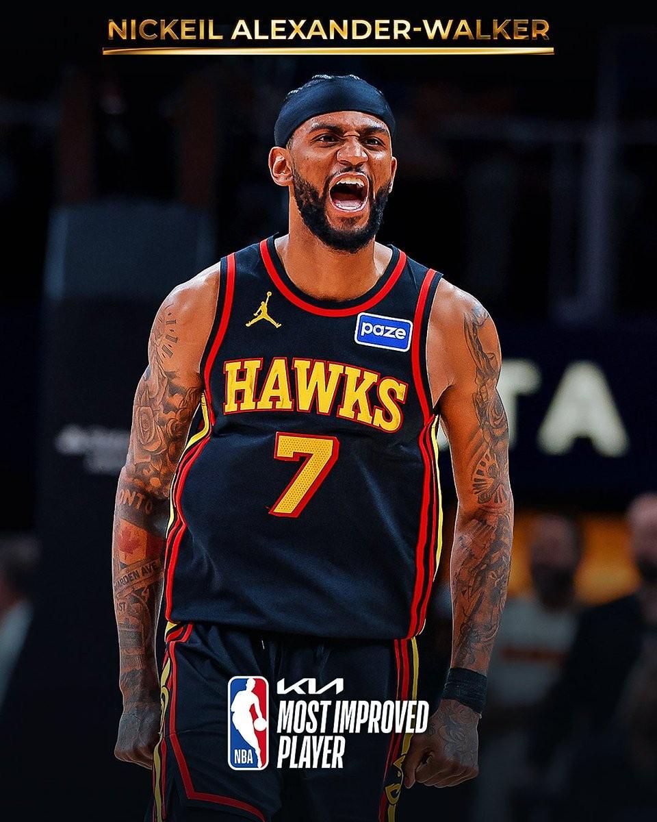 华体会官网入口-NBA官方：老鹰前锋亚历山大-沃克当选赛季进步最快球员